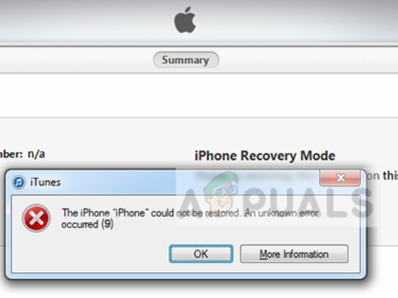 iTunes error message