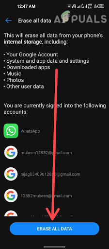 Tap on Erase All Data