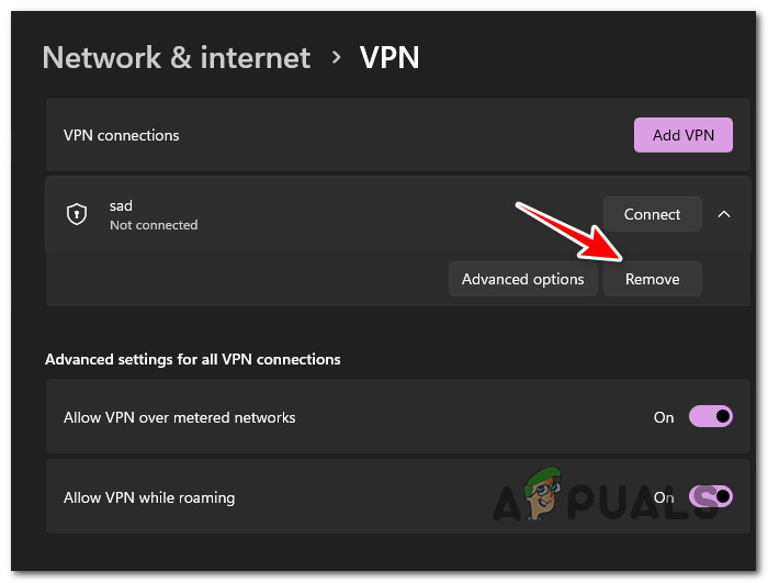 Remove the VPN