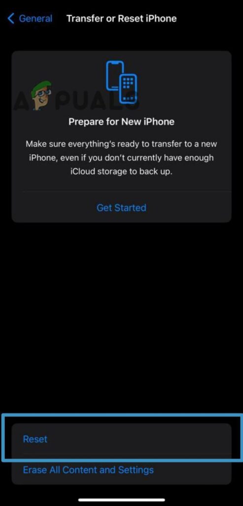 Transfer or Reset iPhone settings