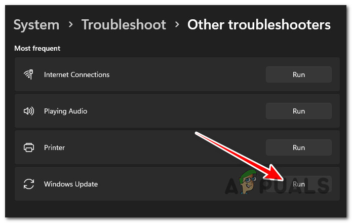 Run the Windows Update troubleshooter