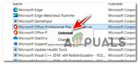 Uninstall the office suite