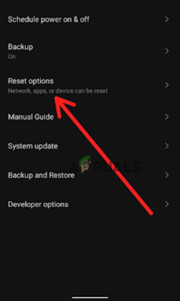 Tap on Reset options