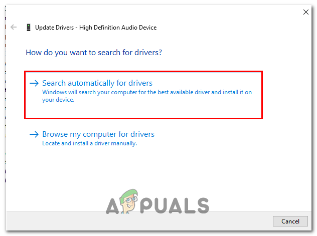 Click on the Search automatically for driver button in the 