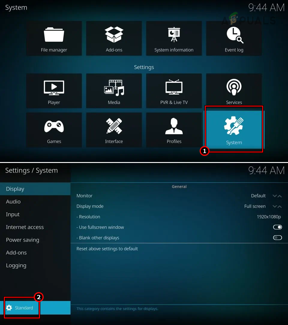 Open System in Kodi Settings and Set it to Advanced