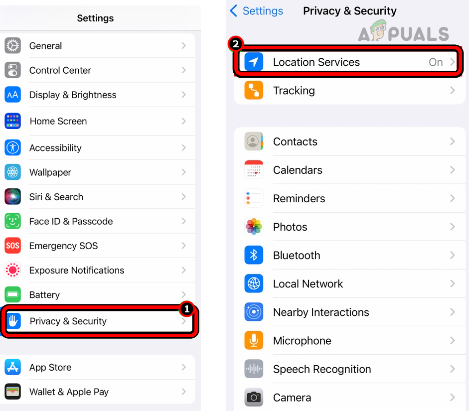 Enable Location Services in the iPhone Privacy and Security Settings