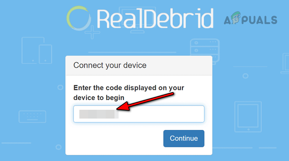 Enter Device Authorization Code on the Real Debrid Website