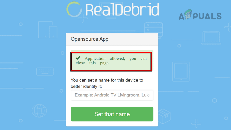 Application Allowed Notification on the Real Debrid Website