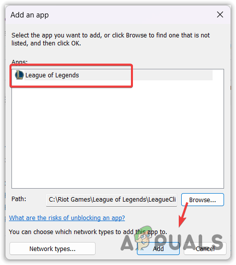 Adding League Of Legends into Firewall Exception