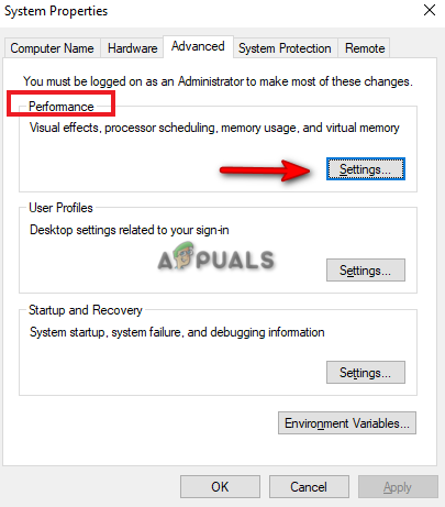 Changing performance settings