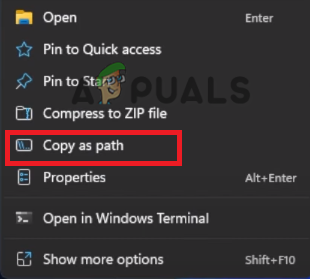 Copying the folder path