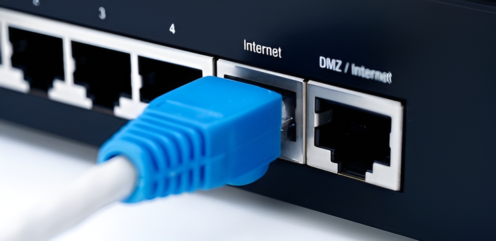 Connecting ethernet cable to the internet port of the router