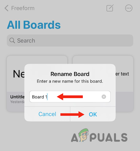 Enter a name for the board and tap on OK to confirm