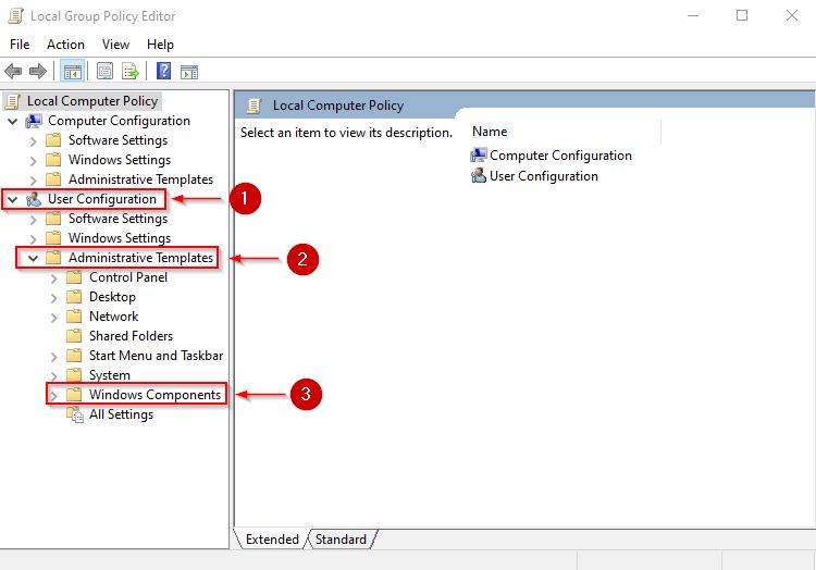Accessing WIndows Components in Group Policy Editor