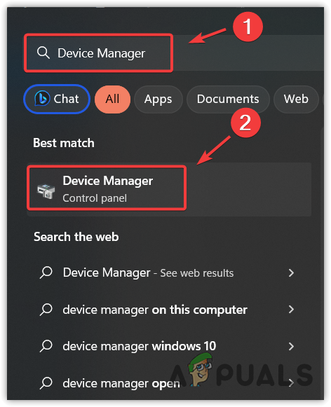 Launching Device Manager by searching from Start Menu