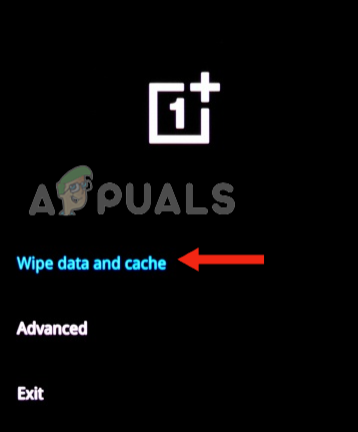 Tap on Wipe Data and Cache