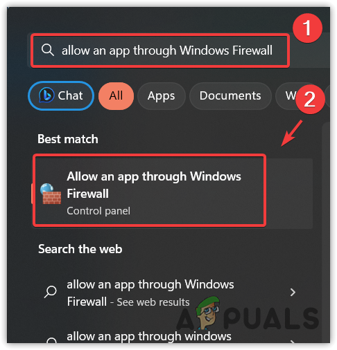 Opening Allowed Apps Firewall Settings