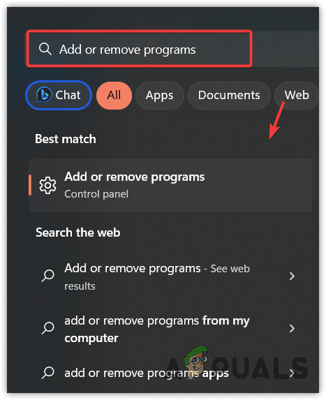 Opening Programs and Features from Start Menu