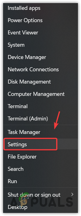 Opening Settings by right-clicking the start menu
