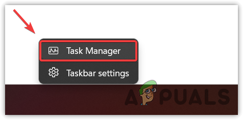 Opening Task Manager by right-clicking the taskbar