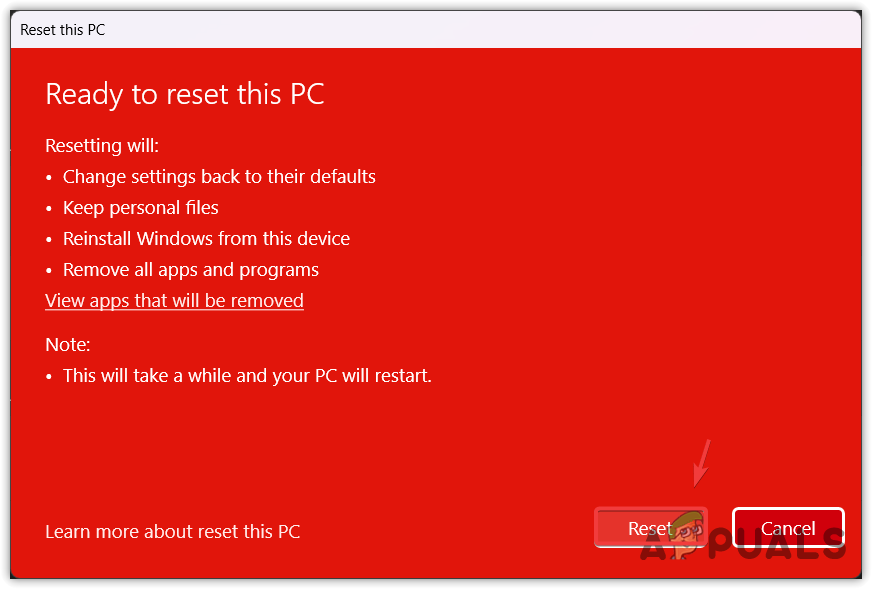 Resetting the Windows to its default