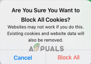 Turning on the Block All Cookies option