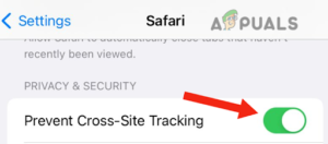 Turning on the Prevent Cross-Site Tracking option