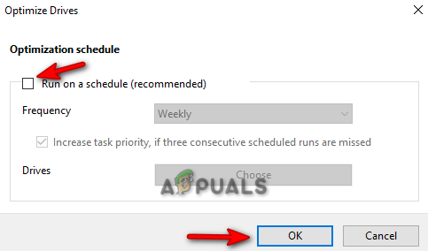 Turning off optimization scheduling