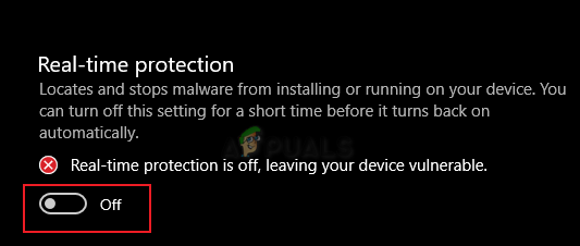 Turning off real-time protection