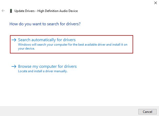 Updating the audio driver automatically