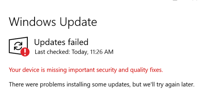 Windows Update Error.