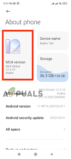 Tapping on MIUI Version