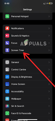 Tapping on the Screen Time options