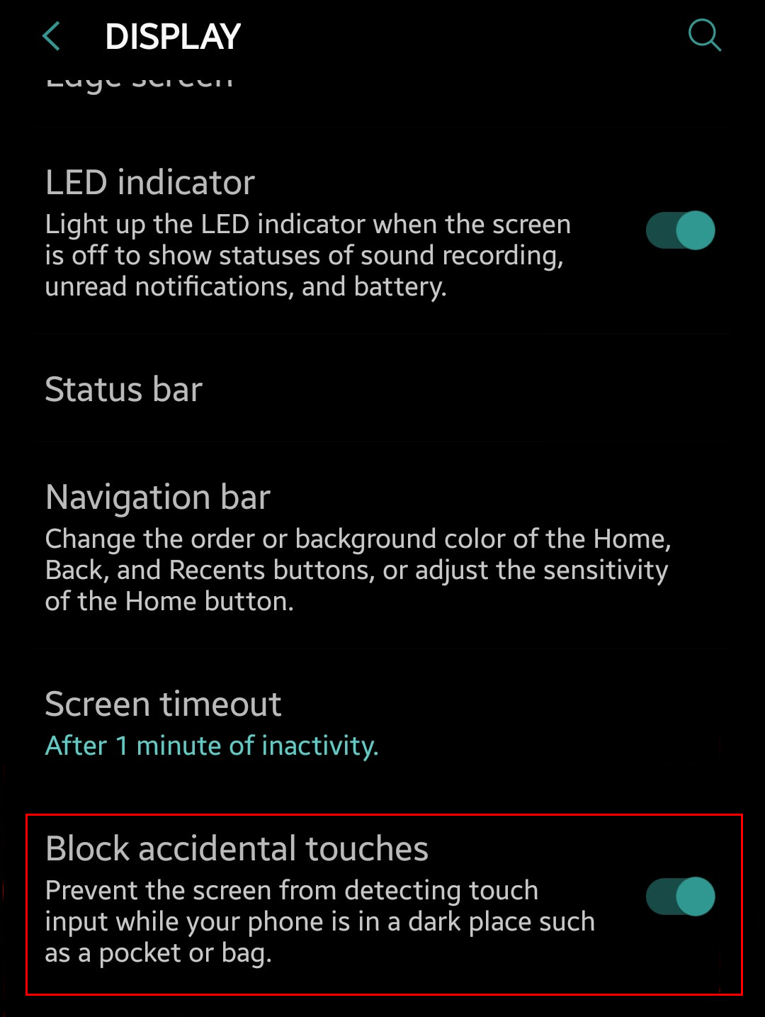 Disable Block Accidental Touches on the Samsung Phone