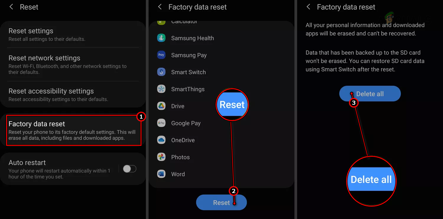 Factory Data Reset the Samsung Phone