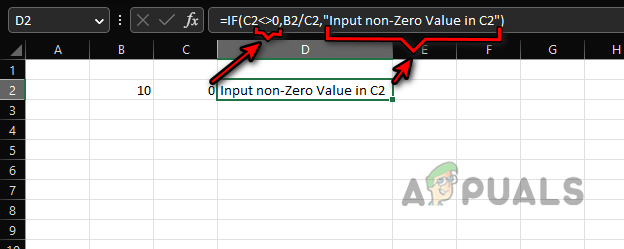 Use the IF Formula to Show a Custom Message to Enter a Non Zero Value to Correct a Divide by Zero Error