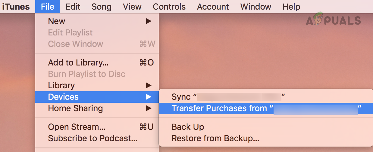 Transfer Purchases From in iTunes