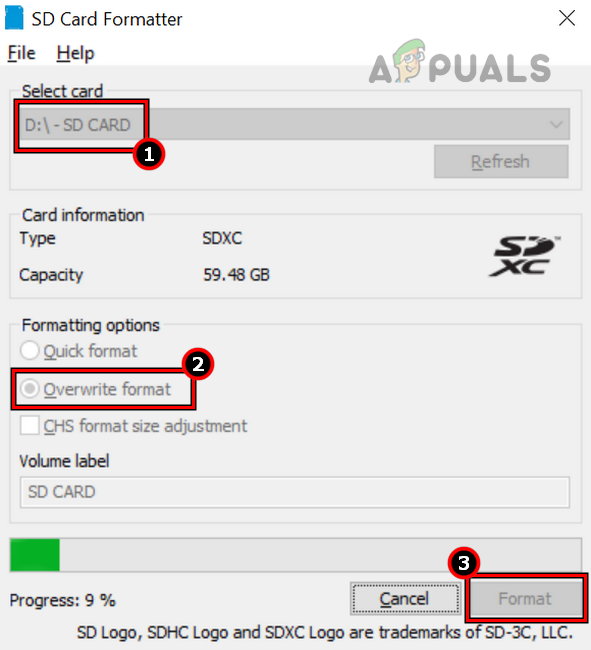 Use the Overwrite Format to Format the Card on SD Card Formatter