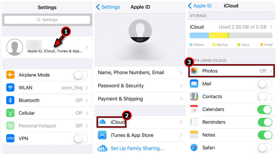 Disable iCloud Sync of Photos
