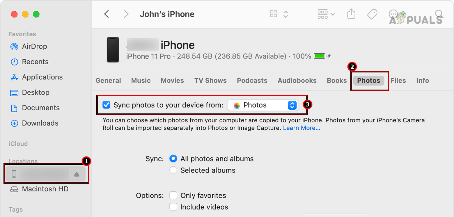 Disable Sync Photos to Your Device from in iTunes