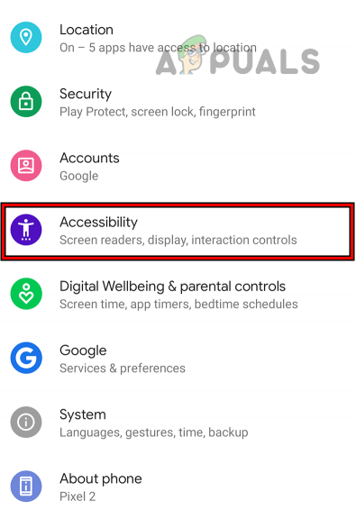 Open Accessibility Settings of the Samsung Phone