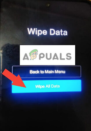 Select Wipe All Data, then click Confirm