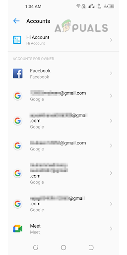 Tapping on your Google account