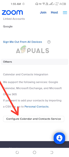 Calendar and Contact Integration settings