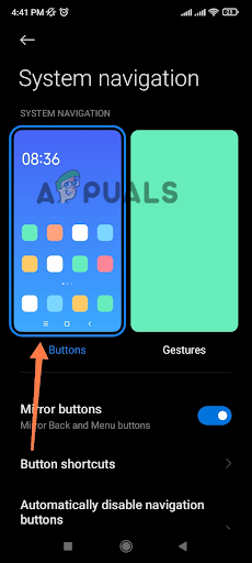 Selecting the Buttons option