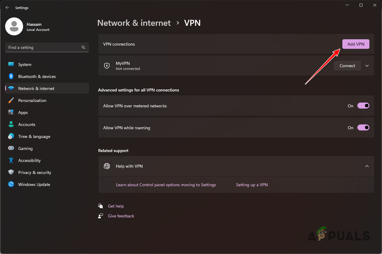 Adding a VPN 