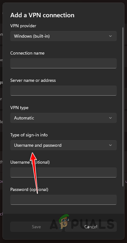 VPN Sign-in Type