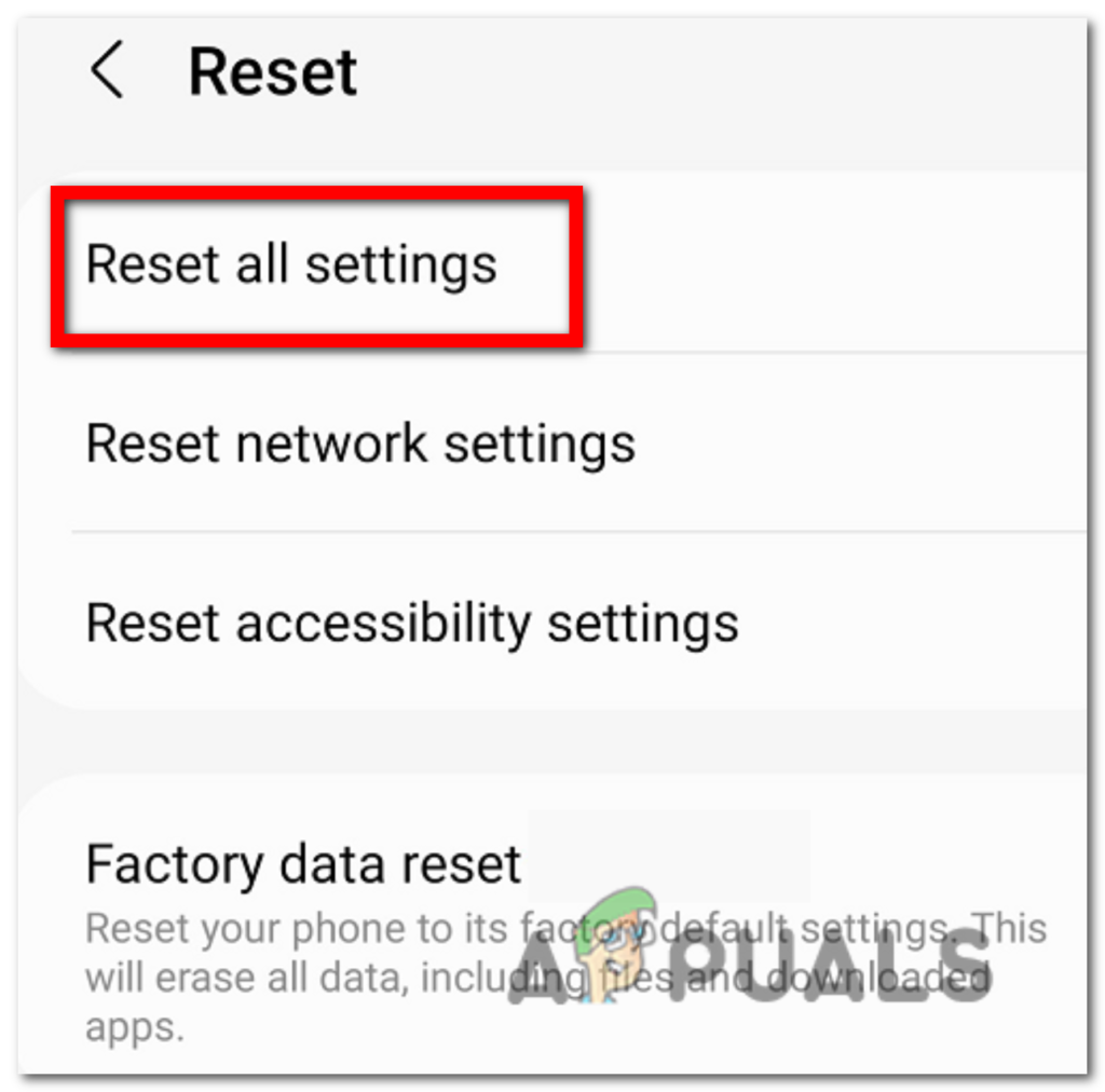 Select Reset all settings