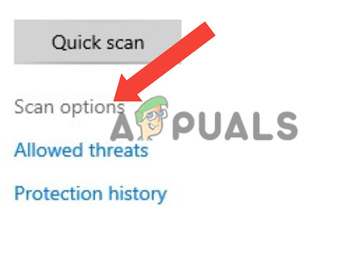 Click on scan options