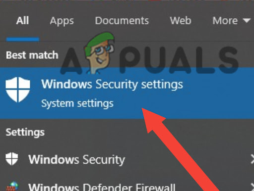 Type Windows Security Settings